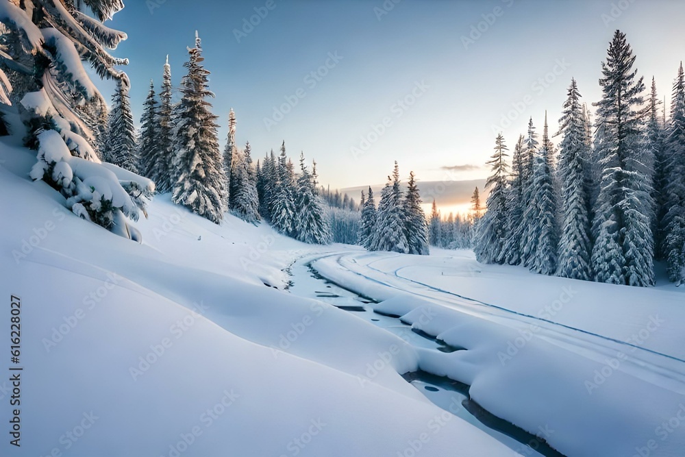 winter landscape in the mountains generated Ai.