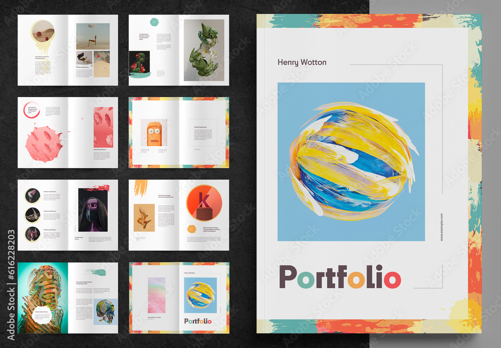 Brush Splashing Portfolio Layout Stock Template | Adobe Stock