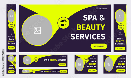 Wallpaper Mural Spa and beauty services web set banner template design for social media posts, hair style beauty salon web bundle banner template, fully customizable vector eps 10 file format Torontodigital.ca