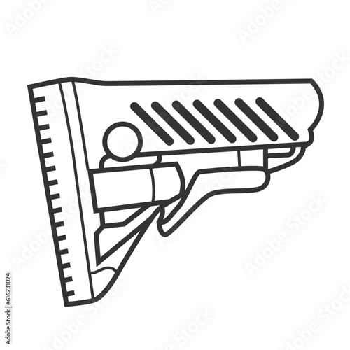 Vector illustration of an icon on a military theme in a linear style. Military butt for machine gun.