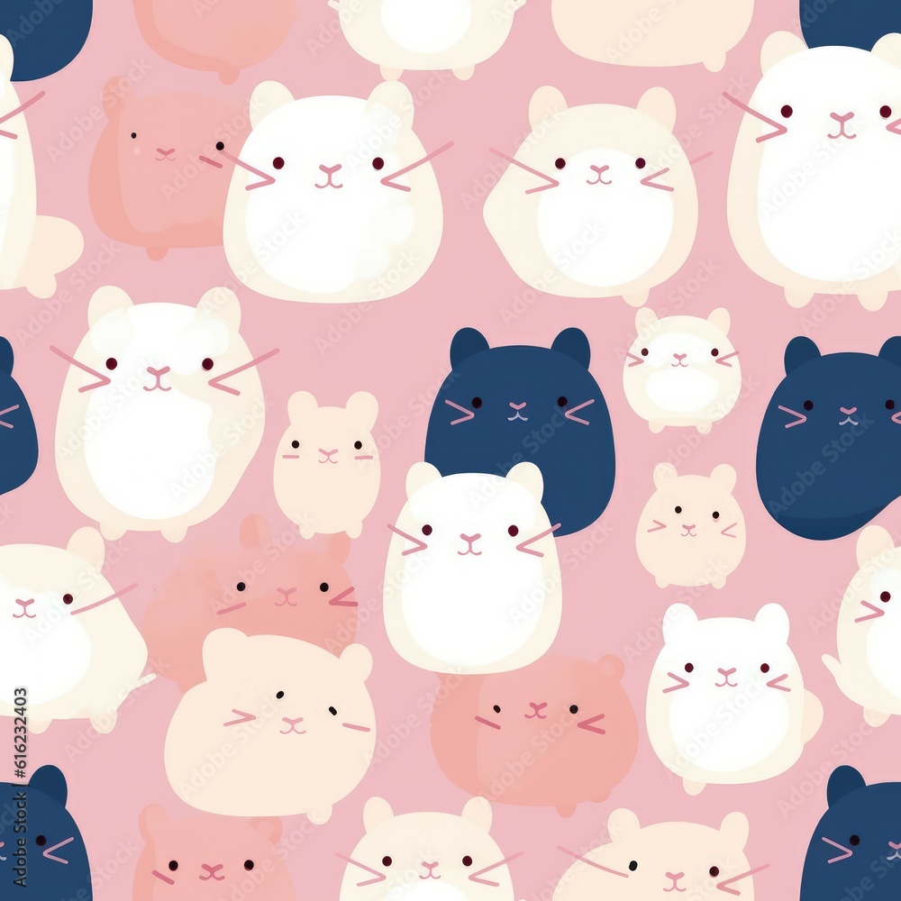 Obraz premium Marshmallow Paradise: A Trendy Sweet Escape. Seamless pattern. Digitales Papier. generative ai illustration.