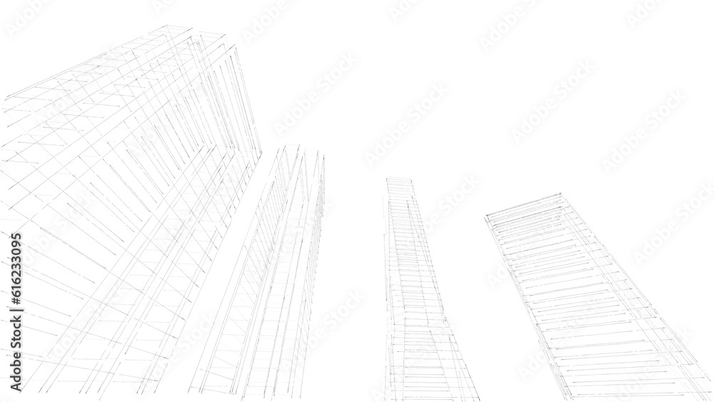 Modern skyscrapers architectural sketch 3d illustration Modern skyscrapers architectural sketch 3d illustration