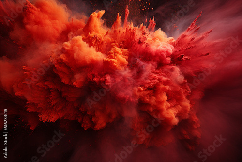 Powerful explosion of powder explosion dust, holi