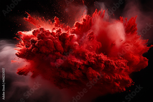 Powerful explosion of powder explosion dust, holi