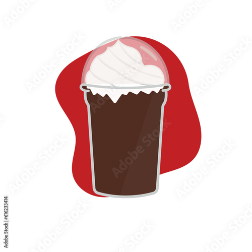 drink in a transparent coffee glass with whipped cream