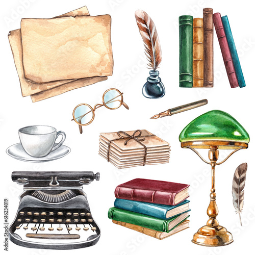 Cuadro en lienzo Vintage writer's set