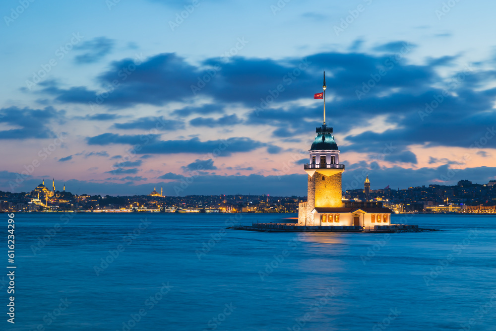 Kiz Kulesi or Maiden's Tower in the evening. Visit istanbul concept photo