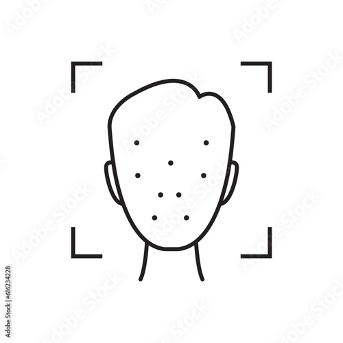 black thin line face id minimal icon. concept of easy access to device and faceid for unlock phone. flat lineart style modern stroke minimal logotype graphic art design isolated on white background