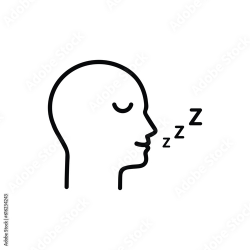 sleeping man thin line icon isolated on white. linear flat style simple trend modern logo graphic art design illustration. concept of dormant human contour badge or tired man in bed room