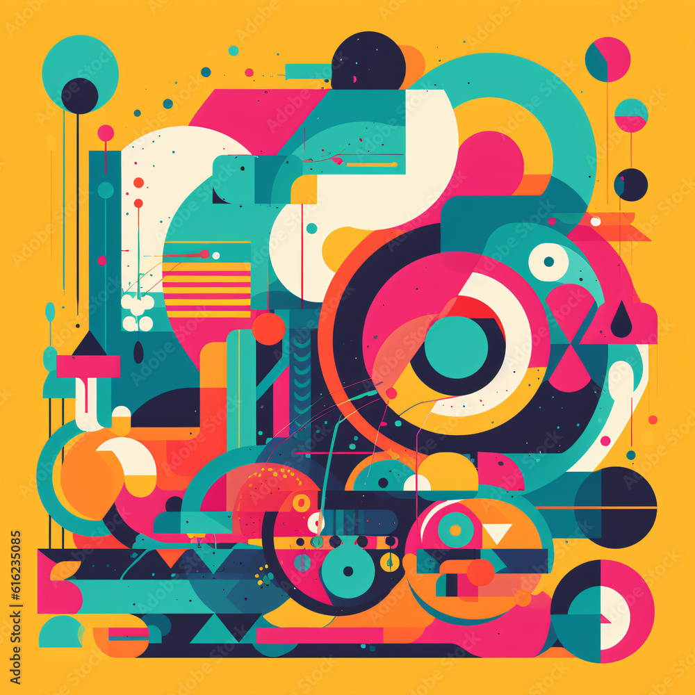 Fototapeta premium A colorful poster with abstract shapes and colors flat design vector style illustration Generative Ai
