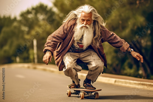 Old man skateboarding, generative ai 
