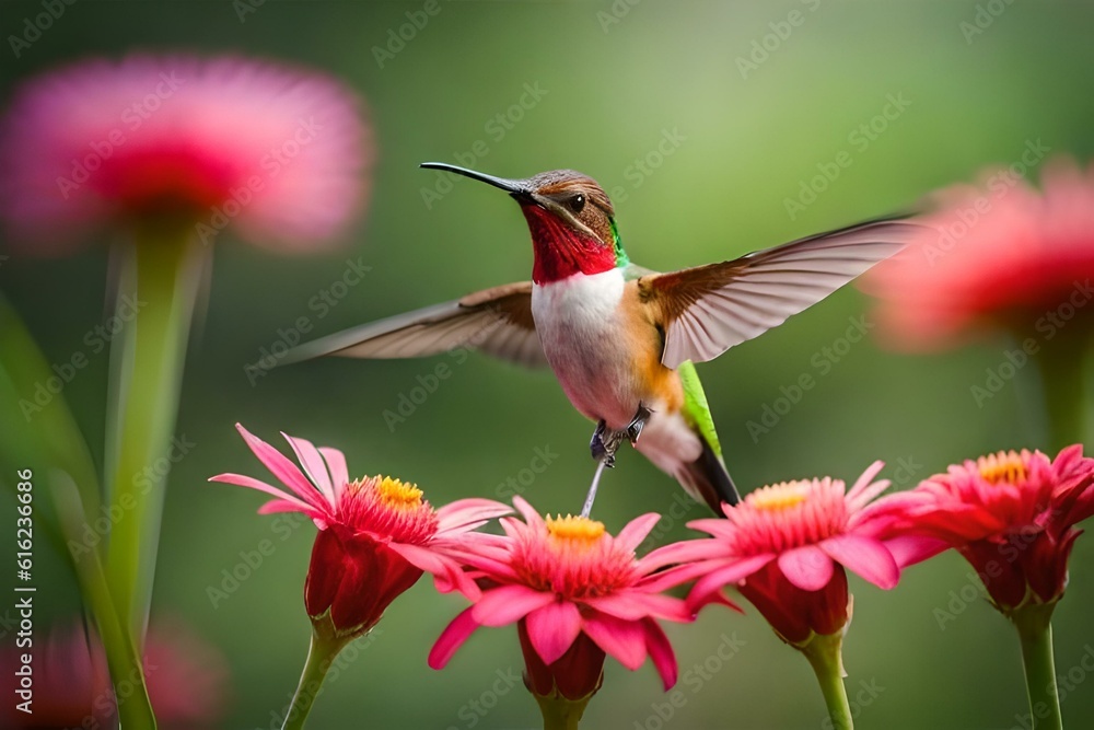 Fototapeta premium hummingbird and flower generated Ai.