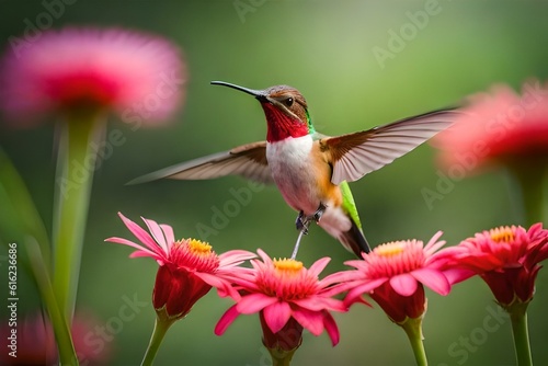hummingbird and flower generated Ai.