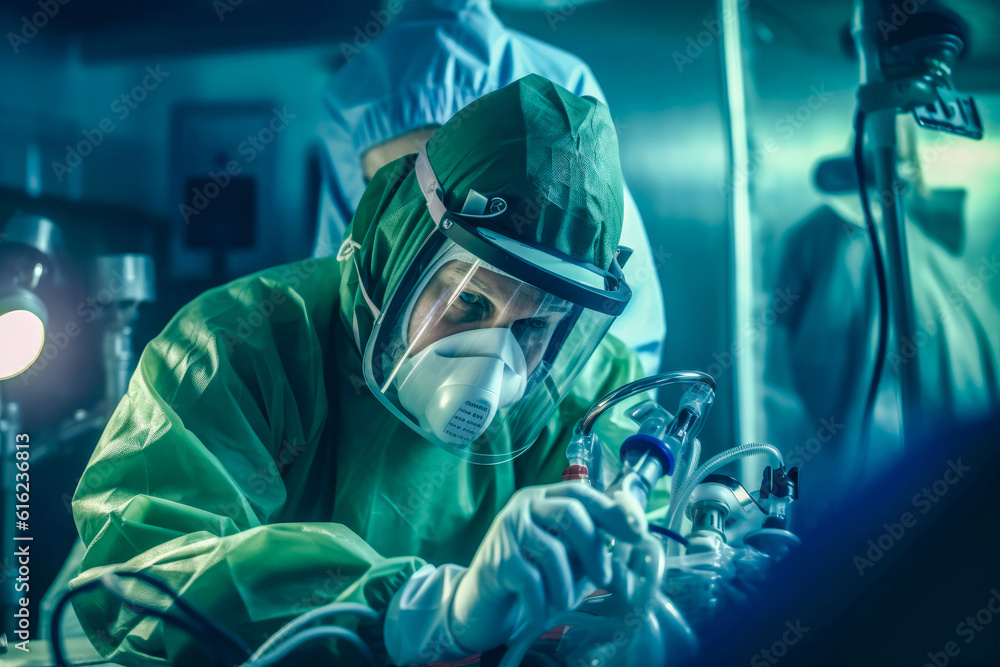 Anesthesiologist manages anesthesia in organ transplant procedure