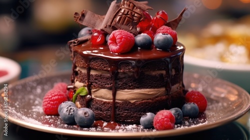 piece of cake with chocolate, ai generative