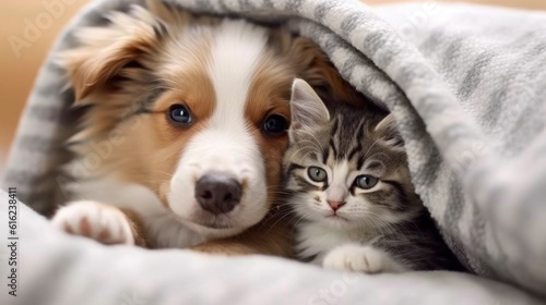 puppy and kitten, ai generative