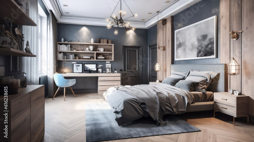 3D rendering Bedroom Concept: A Stylish and Inviting Space for Modern Living and Relaxation, with Contemporary Design Elements, modern Ambiance, and Superior Comfortable interior design