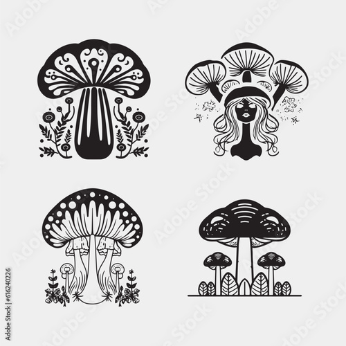 mushrooms and mushroom vector illustration design 