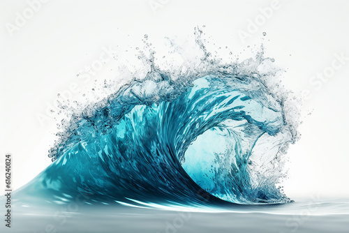 waves and splashes. A photograph capturing the essence of water waves and the spray of droplets.  Generative AI