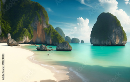 Wonderful magical beach in Thailand, Generative AI Illustration. © Creative_Bringer