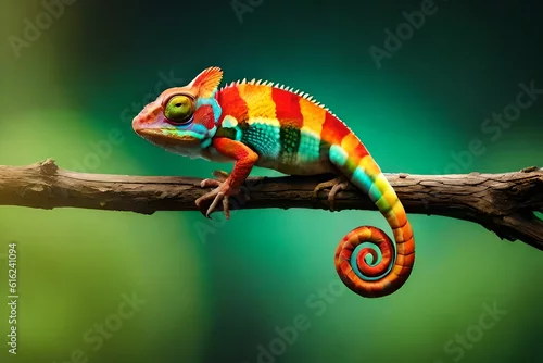 Obraz chameleon on a tree generated Ai.