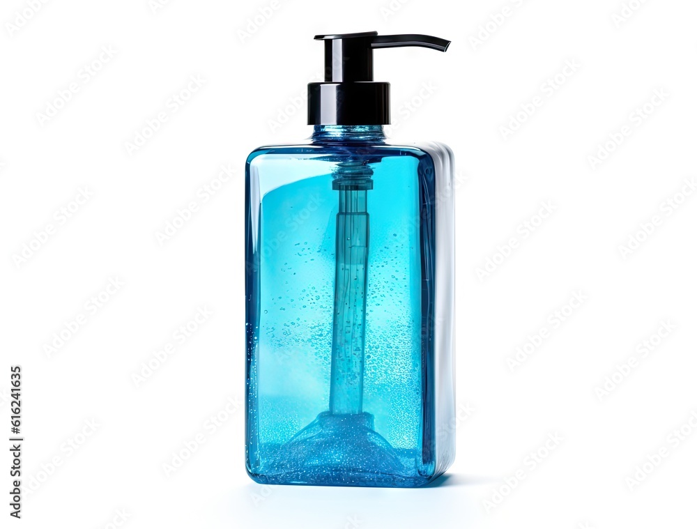 Hand sanitizer in a bottle created with Generative AI technology Hand sanitizer in a bottle created with Generative AI technology
