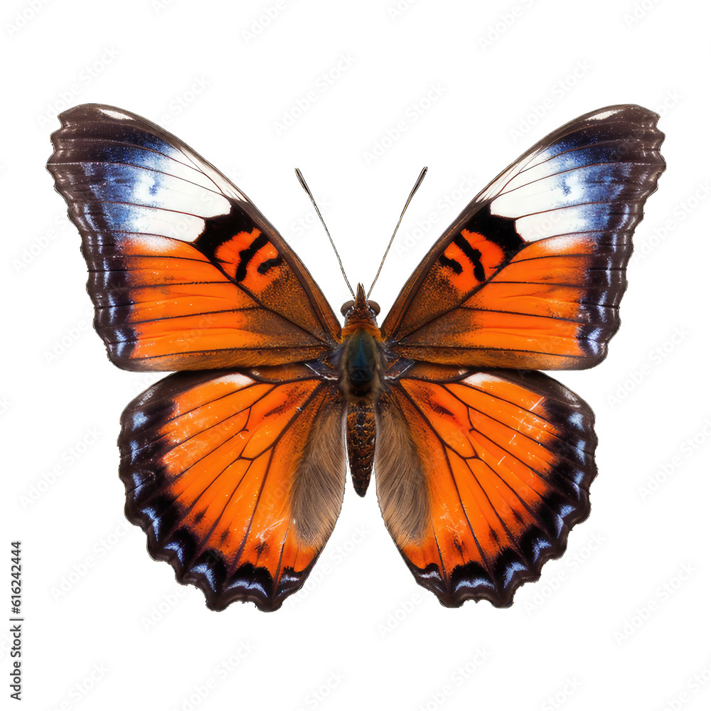 Illustration of a butterfly, PNG transparent background, isolated on white, by Generative AI