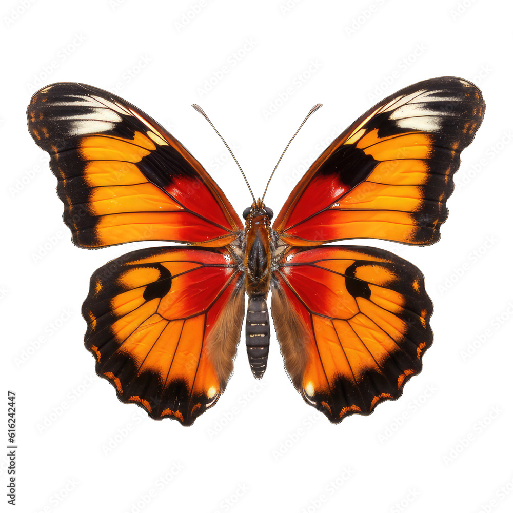 Fototapeta premium Illustration of a butterfly, PNG transparent background, isolated on white, by Generative AI