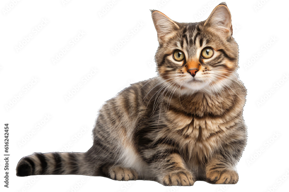 Illustration of a cat, PNG transparent background, isolated on white, by Generative AI