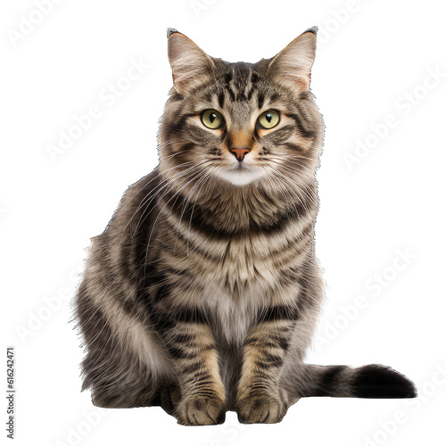Illustration of a cat, PNG transparent background, isolated on white, by Generative AI © steffenak