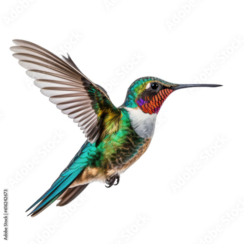Illustration of a hummingbird  PNG transparent background  isolated on white  by Generative AI