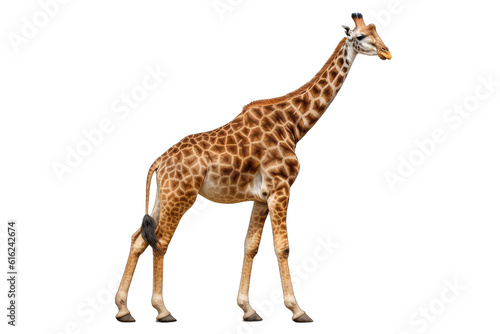 Illustration of a giraffe  PNG transparent background  isolated on white  by Generative AI