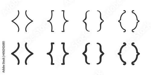 Text brackets, quote, banner icon set