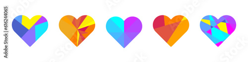 Abstract hearts with mosaic shapes. Colored heart for design for valentine's day. Vector illustration isolated on white background.