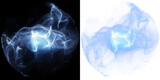 Dynamic Energy Burst, swirling blue particle effect with a glowing energy burst on a black, transparent background. Perfect for layer overlay, add, screen blend mode. visual effect graphic resource