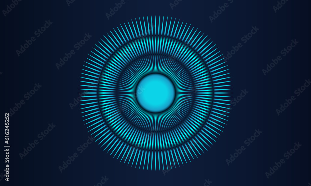 Abstract vector explosion lines equalizer pattern circle shape in blue green color isolated on black background in concept of digital music, artificial intelligence, technology, science Abstract vector explosion lines equalizer pattern circle shape in blue green color isolated on black background in concept of digital music, artificial intelligence, technology, science