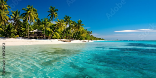 Discovering a hidden island paradise with crystal-clear waters, lush greenery, and secluded white sandy beaches © ckybe