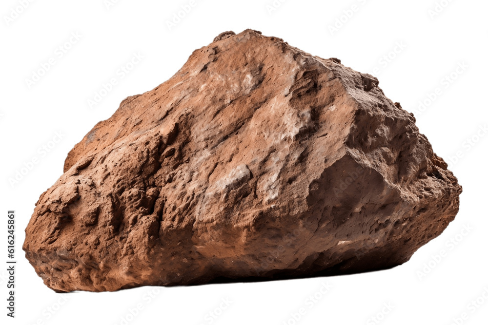 Isolated Stone Boulder Mountain Clay on Transparent Background, AI
