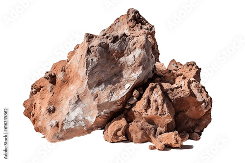 Isolated Stone Boulder Mountain Clay on Transparent Background, AI