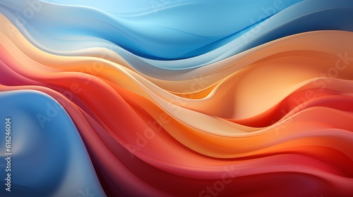 Modern line art with blue and orange abstract waves background, Generative AI