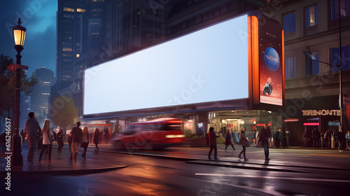 Tomorrowland where advertising reigns supreme, impressive mockup towering digital billboards in an urban landscape. Generative ai.