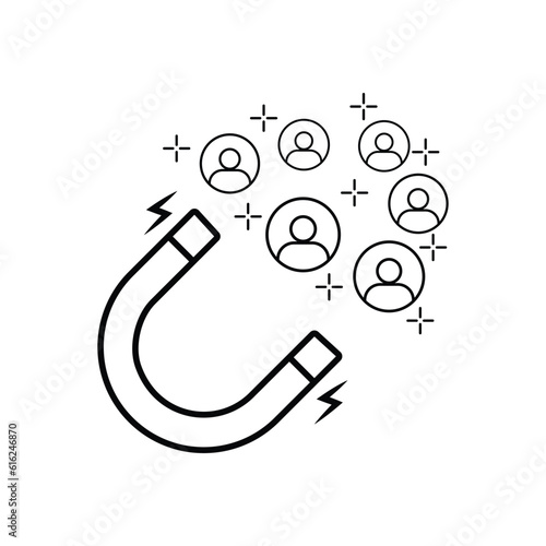 customer retention line icon with a magnet