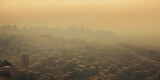 Urban landscape covered in layers of smog, revealing the harmful effects of air pollution
