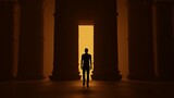silhouette of a person in a corridor fantasy 3d images