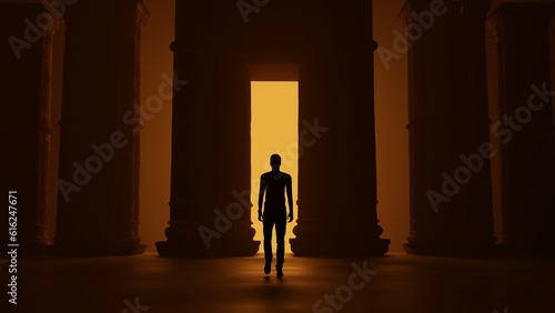 silhouette of a person in a corridor fantasy 3d images
