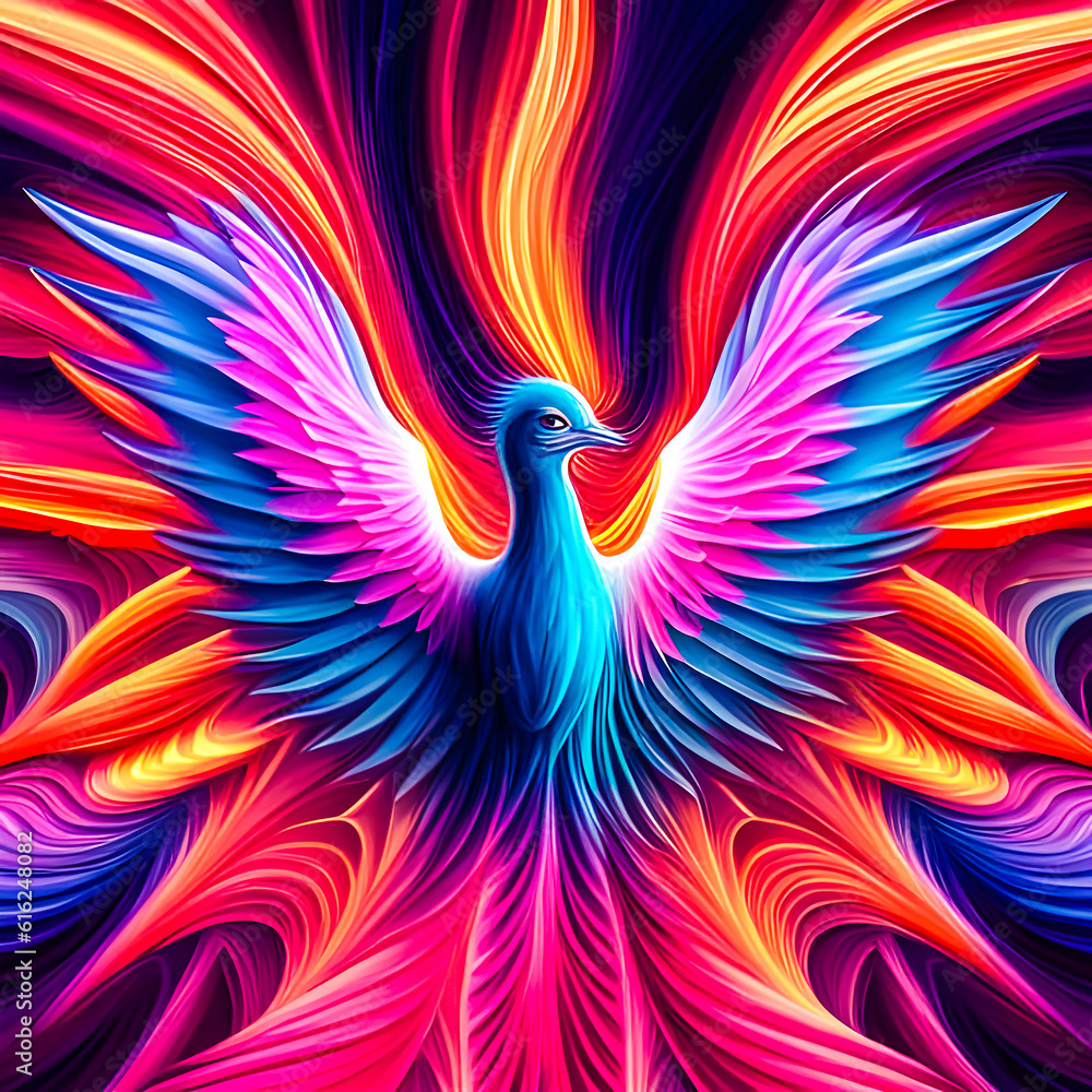 Fototapeta premium Illustration created by the AI generator of the phoenix bird that rises from the ashes