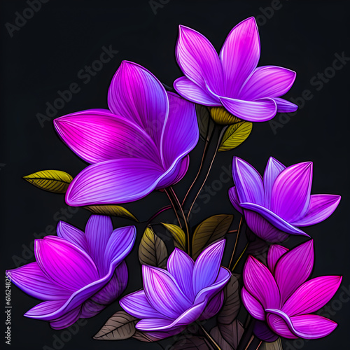 Illustration of glowing flowers, created by AI Generator