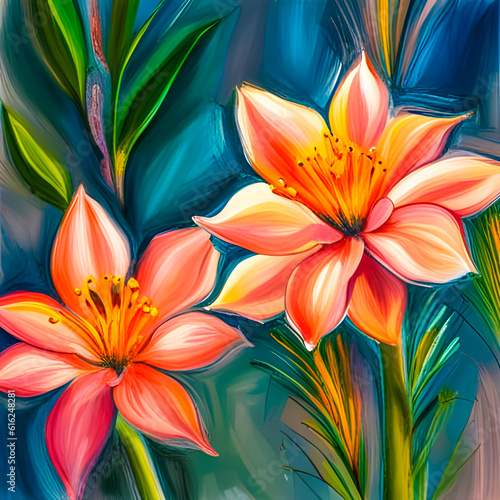 Illustration of glowing flowers  created by AI Generator