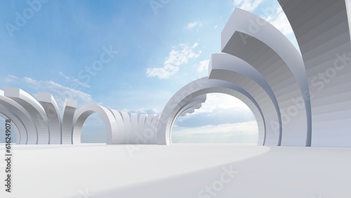 Photo Futuristic architecture background 3d render