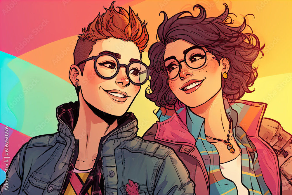 Capture the spirit of LGBTQ+, cartoon style Capture the spirit of LGBTQ+, cartoon style